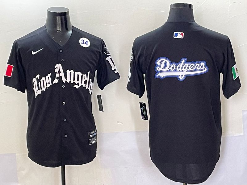 Men Los Angeles Dodgers Blank Black Five generations Joint Name 2025 Nike MLB Jersey style 19